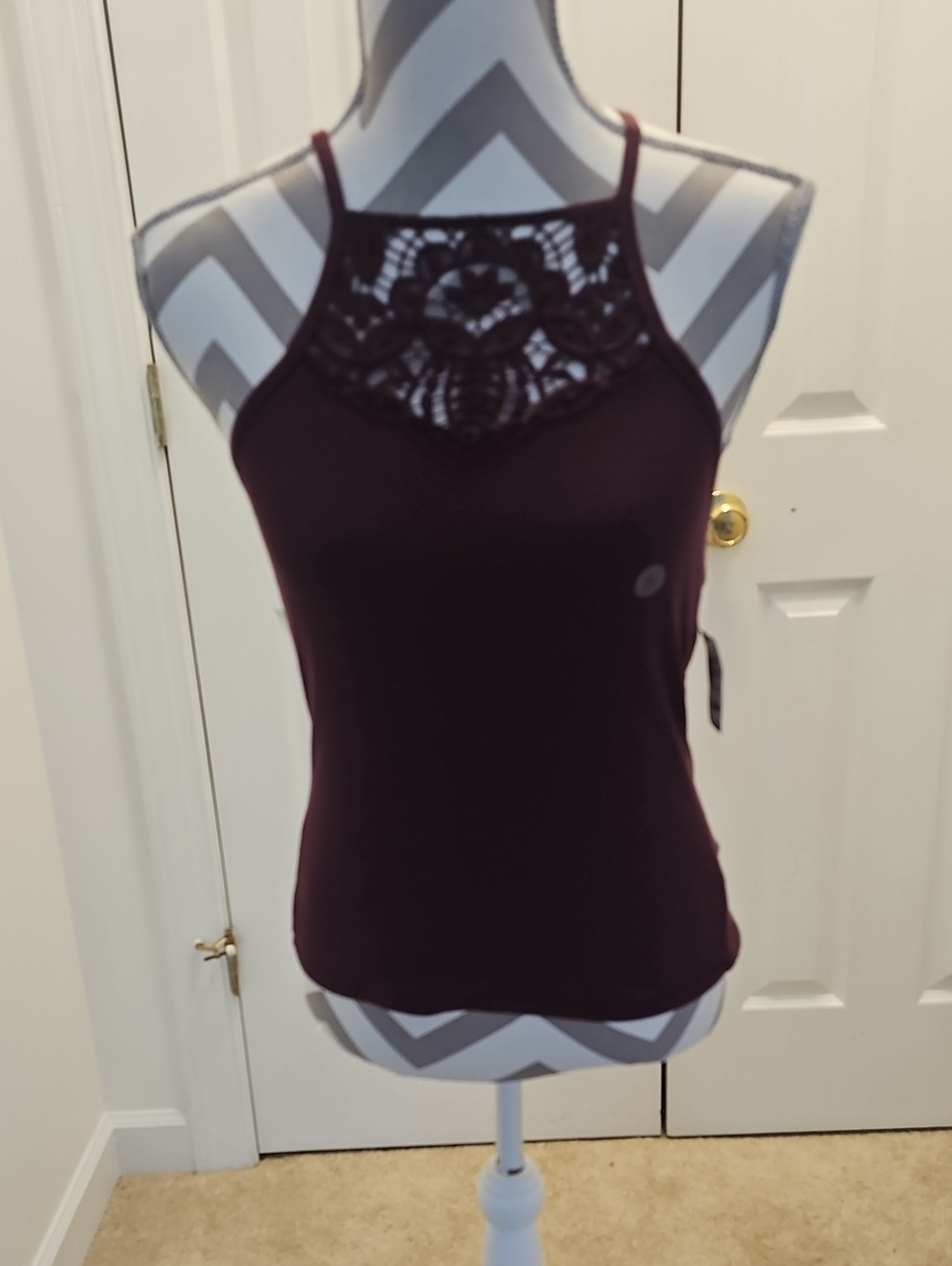 Aeropostale Women’s Lace Yoke Camisole in Plum